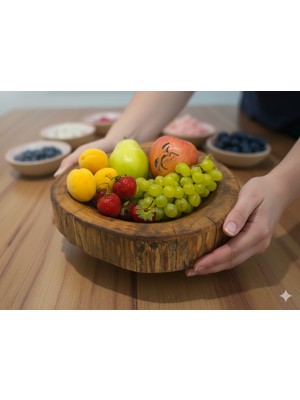 Özbience El Yapımı Ahşap Büyük Kase, Salata, Çerezlik ve Şekerlik Için Mükemmel Seçim