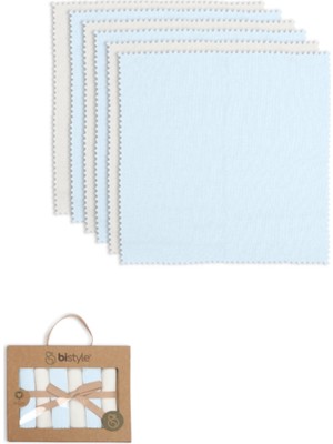 Die Grup Bistyle Colours Kutulu 6lı Penye Mendil 20X20 90161 Ekru Mavi