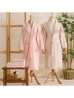 Karaca Home Casita Flos 6 Parça Taş Pudra Aile Bornoz Seti