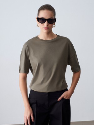 Dilvin 3683 Basic T-Shirt-Haki