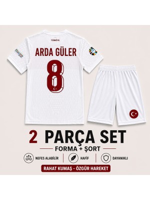 Andream Arda Güler Türkiye Milli Takım Beyaz Çocuk Futbol Forması Forma Şort 2 Parça