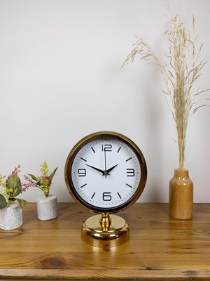 Özgün Adım Gold Metal Modern Masa Saati 25×20 cm