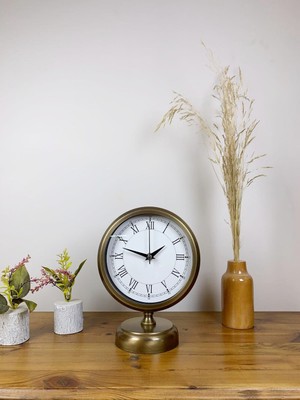 Özgün Adım Eskitme Metal Retro Masa Saati 25×20 cm