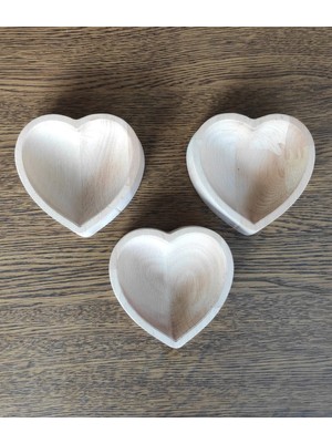 Özbience 3’lü Kalp Ahşap Çerezlik ve Şekerlik Takımı, Masif Kayın Ağacı