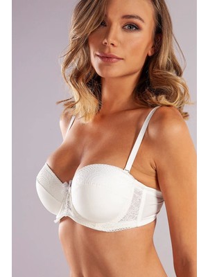 İlkyaz Fashion Ieg™ Gala Balconette Foam Cup Bra, Ekru Konforlu ve Şık Sütyen, Strapless