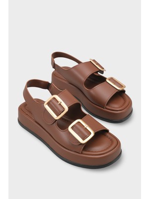 Capone Outfitters Denice Dolgu Topuklu Çift Bantlı Tokalı Kadın Sandalet