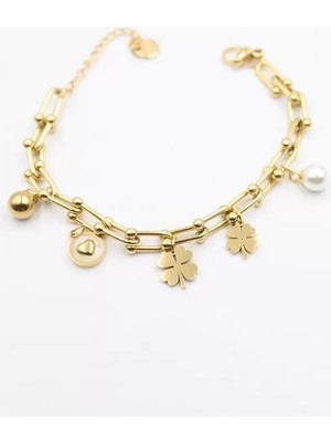 Beta Moda Hub Charm Tfn Zincir Bileklik - Altın