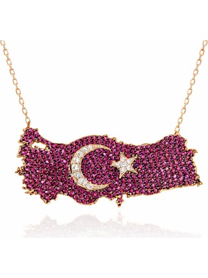 Hanno Telkari Gümüş Ay Yıldız Türkiye Haritası Kadın Kolye