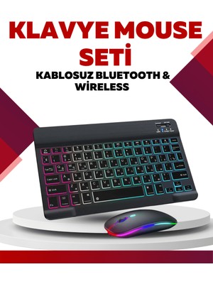 Emh Store Bluetooth 5.3 Destekli Şarjlı Taşınabilir Klavye + Mouse Kombinasyonu - Lisinya