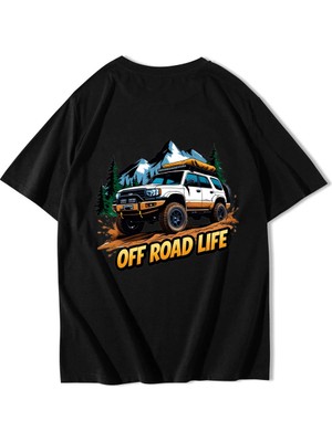 Brz Collection Unisex Oversize Off Road Life T-Shirt Siyah