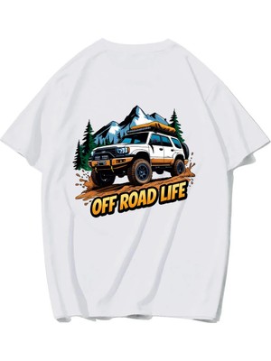 Brz Collection Unisex Oversize Off Road Life T-Shirt (Beyaz)