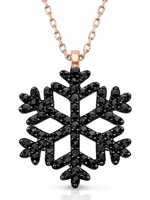 Hanno Telkari Gümüş Siyah Taşlı Kar Tanesi Kadın Kolye