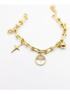 Beta Moda Hub Charm Tfn Zincir Bileklik - Altın