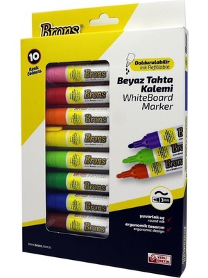 Özbience Doldurulabilir Beyaz Tahta Kalemi 10 Renk Seti, Renkli ve Kullanışlı Ürün
