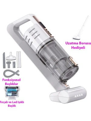 OEMTR Ezere 15000PA LED Işıklı Kuru Islak Kullanım  Kablosuz Güçlü El Araç-Ev SÜPÜRGESI-1852
