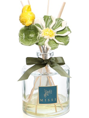Missi Crystal Bloom Collection Emerald-Parlak Sırlı Seramik Çiçekli Oda Kokusu-Hanımeli