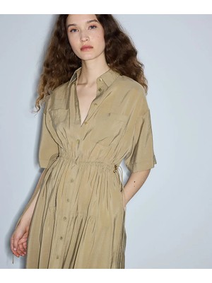 İpekyol Ayarlanabilir Bel Gömlek Elbise IS1260002315176