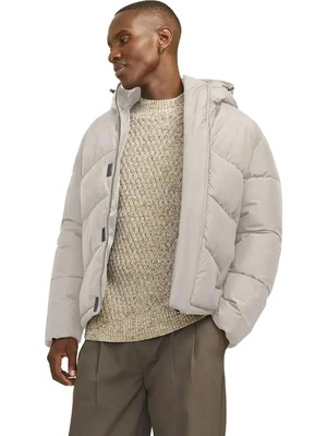 Jack & Jones Erkek Ekru Puffer Ceket – Hafif, Yumuşak Dokulu, Modern Tasarımlı ve Dayanıklı Polyester