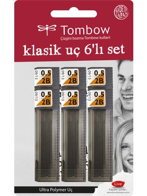 TOMBOW MİN 0.5 mm 2B Kurşun Kalem Ucu 6 Adet Ultra Polymer Set Renk Seçeneği ile