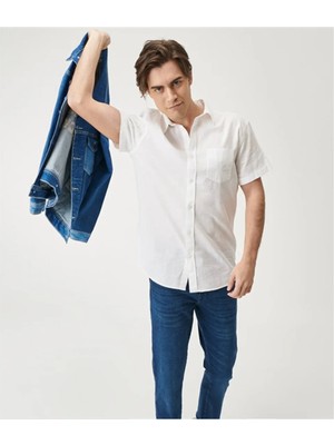 Wrangler W5J7Lo989 White Erkek Ss Kısa Kollu Gömlek