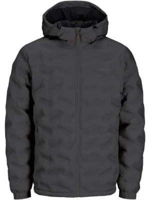 Jack & Jones Erkek Quılted Jacket 12250429_JCOWIN Gri Kapüşonlu Mont Asphalt Renk 2025 Sonbahar - Kış
