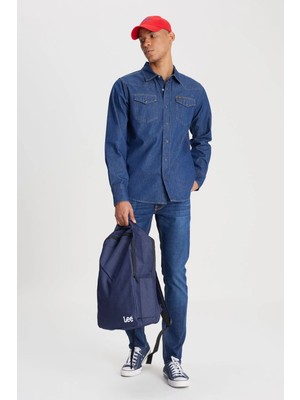 Regular Fit Normal Kesim %100 Pamuk Lacivert Jean Kot Gömlek