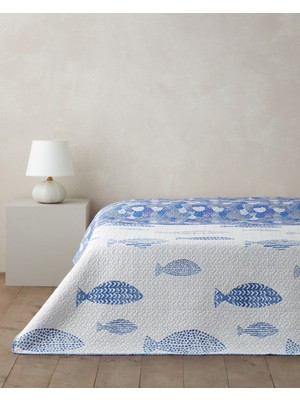 English Home Pesca Wave  Tek Kişilik Çok Amaçlı Örtü 160x220 cm Mavi