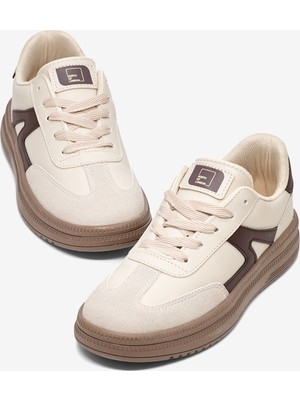 Tonny Black Kadın Bej Kahve Kauçuk Taban Bağcıklı Sneaker Rahat Kalıp Modern Tasarım