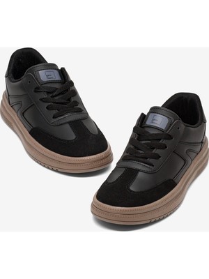 Tonny Black Kadın Siyah Siyah Rahat Kalıp Kauçuk Taban Bağcıklı Sneaker