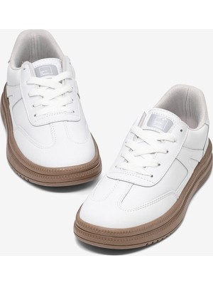 Tonny Black Kadın Beyaz Beyaz Rahat Kalıp Kauçuk Taban Bağcıklı Sneaker
