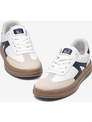 Tonny Black Kadın Beyaz Lacivert Rahat Kalıp Kauçuk Taban Bağcıklı Sneaker