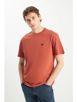 Wranger Wrangler  Pamuk Relaxed Fit Geniş Kesim Minimal Logo Kiremit Tişört