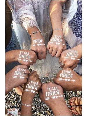 Patladı Gitti Bride To Be 1 Bride 10 Team Bride Gümüş Renkli Geçici Dövme Model 2