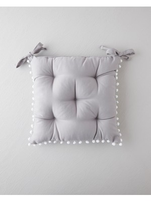 English Home Ponponlu Sandalye Minderi 40x40 cm Antrasit