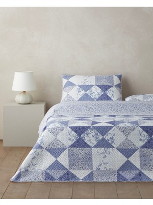 English Home Mosa Blu  Tek Kişilik Yatak Örtüsü Takımı 160x220 cm Lacivert