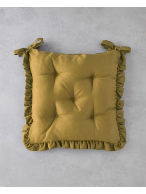English Home Fırfırlı Sandalye Minderi 40x40 cm Hardal