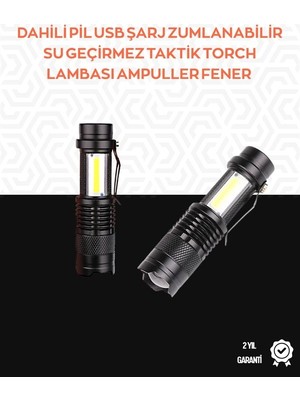 Epilons Taşınabilir Şarjlı Led Fener - 4 Modlu, 2000lm, Ayarlanabilir Odak