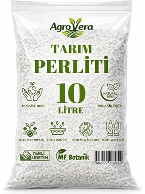 MF Botanik Tarım Perliti 10 Litre – Yüksek Su Tutma Kapasiteli, Hafif Saksı Toprağı ve Fide Çimlendirme İçin