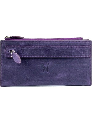 Modica Mannu Elite Serie Deri Uzun Cüzdan Açık Mor El Bantlı Fermuarlı Hediye Seçeneği