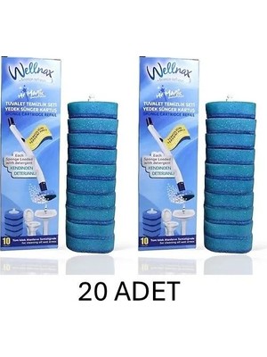 Wellnax Breeze Refresh Mavi Su ve Deterjanlı Kullan At Yedek Sünger 20 Adet Ultra Hijyenik Temizlik