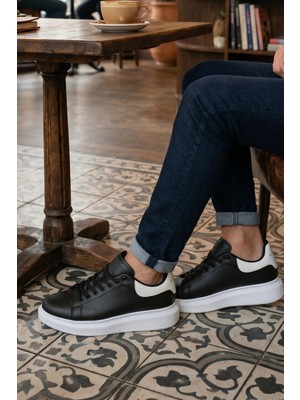 In Step Urban Comfort Serisi: Siyah Deri Erkek Minimalist Sneakers