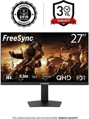 Rampage Mıracle MC27F144Q 27'' Qhd 144Hz Fast IPS 0,5ms Hdr Freesync Pivot Flat Oyuncu Monitörü
