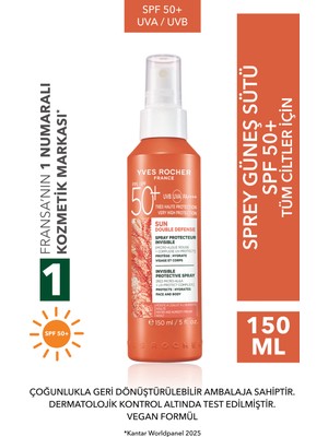 Yves Rocher Yüz & Vücut Güneş Spreyi - Spf 50+ / Sun Double Defense - Kırmızı Mikro Alg 150ML