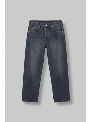 Abluka Online Erkek Baggy Fit Vintage Yıkamalı Jean Pantolon Lacivert