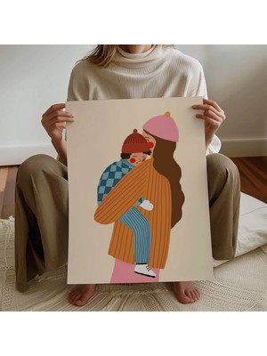Pegziz Çocuk Odası Anne Çocuk Temalı Dekoratif Poster Çocuk ve Bebek Odası Duvar Dekoru