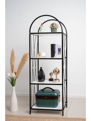 Fec Reklam Demeter Dekoratif Raf Mobilya Kitaplık Dekoratif Metal Mobilya Siyah 4 Raflı Kitaplık
