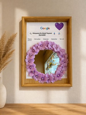 Ada Home Collection Dünyanın En Güzel Teyzesi Aynadaki Yazılı Lila Çiçekli Ayna