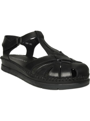 Forelli 22318 Bonita Deri Siyah Kadın Sandalet
