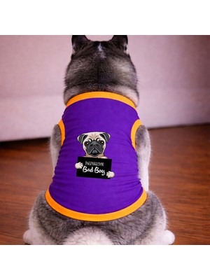 Petite Pati Mor Wanted Pug Köpek Tshirt Köpek Kıyafeti (%100 Pamuk Penye) Kucuk ve Buyuk Irklar