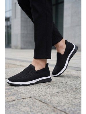 Liarca Ultra Hafif Nefes Alabilir Siyah Beyaz Slip-On Sneaker Günlük Rahat Erkek Spor Ayakkabı